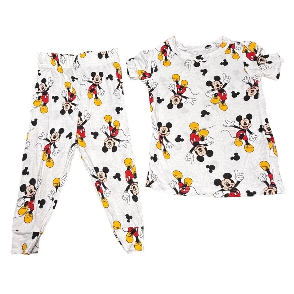 Disney Junior Mickey Mouse‎ Pajama Set White 12M Viscose Spandex 2pc Snug Fit